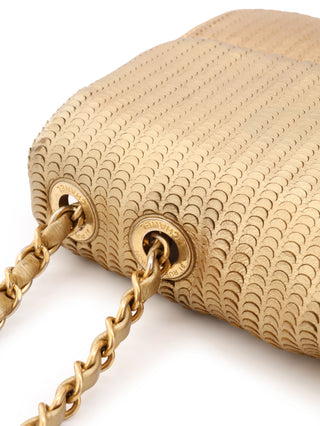 Metallic Leather Chain Shoulder Bag