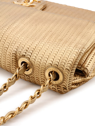 Metallic Leather Chain Shoulder Bag