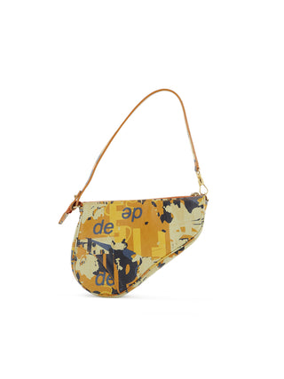 Orange Print Mini Saddle Handbag