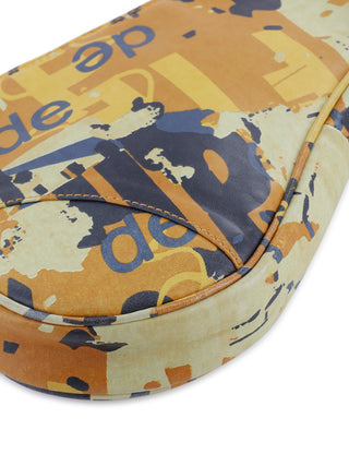 Orange Print Mini Saddle Handbag