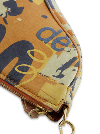 Orange Print Mini Saddle Handbag