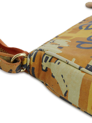 Orange Print Mini Saddle Handbag