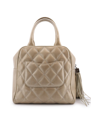 Quilted Tassel Top Handle Bag
