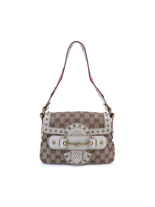 GG Canvas Studded Pelham Runway Flap Bag