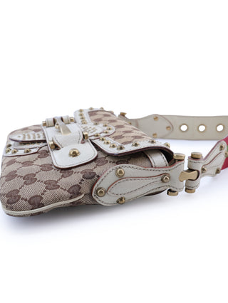 GG Canvas Studded Pelham Runway Flap Bag