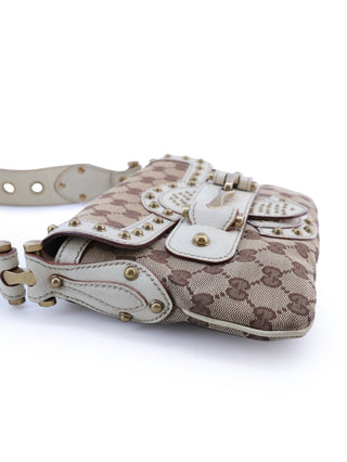 GG Canvas Studded Pelham Runway Flap Bag