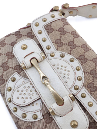 GG Canvas Studded Pelham Runway Flap Bag