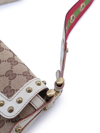 GG Canvas Studded Pelham Runway Flap Bag