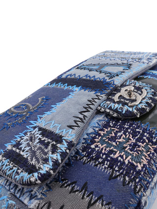 Denim Patchwork Jumbo Single Flap Bag