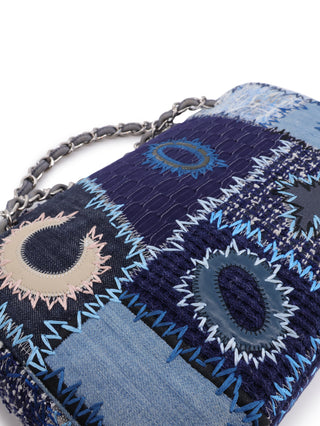 Denim Patchwork Jumbo Single Flap Bag