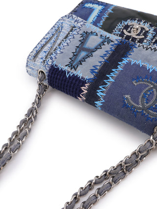 Denim Patchwork Jumbo Single Flap Bag