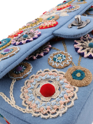 Paris-Salzburg Embroidered Wool Felt Flap Bag
