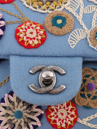 Paris-Salzburg Embroidered Wool Felt Flap Bag