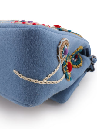 Paris-Salzburg Embroidered Wool Felt Flap Bag