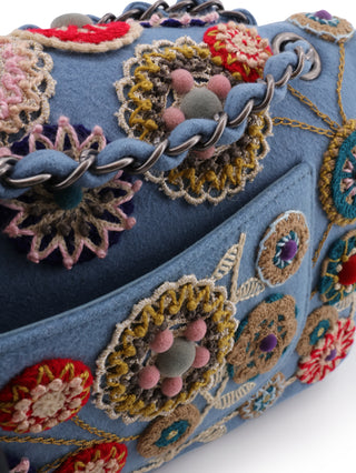Paris-Salzburg Embroidered Wool Felt Flap Bag