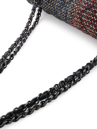 Classic Medium Two-Tone Tweed Double Flap Bag