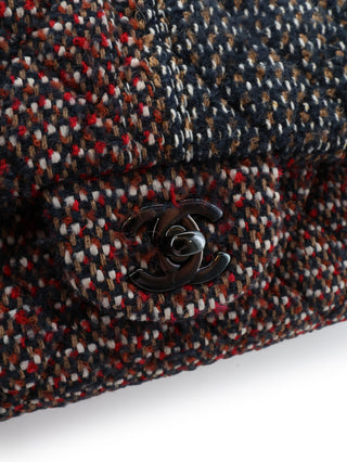 Classic Medium Two-Tone Tweed Double Flap Bag
