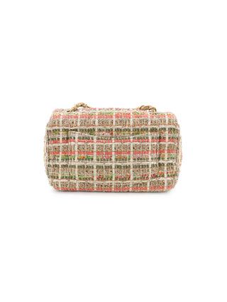 Classic Mini Rectangle Multicolour Tweed Raffia Flap Bag