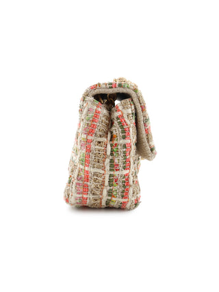Classic Mini Rectangle Multicolour Tweed Raffia Flap Bag