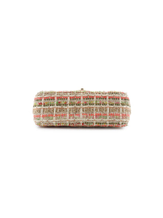 Classic Mini Rectangle Multicolour Tweed Raffia Flap Bag