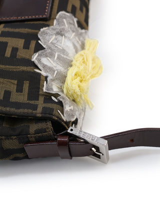 Zucca Floral Embroidered Baguette Shoulder Bag