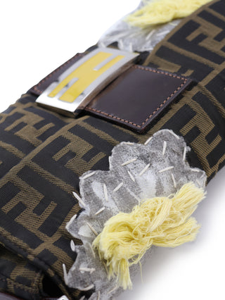 Zucca Floral Embroidered Baguette Shoulder Bag