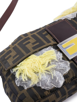 Zucca Floral Embroidered Baguette Shoulder Bag