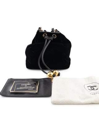 Velvet Drawstring Bucket Crossbody Bag