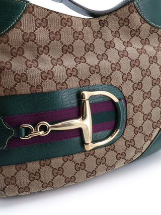 Canvas Horsebit Sherry Shoulder Bag