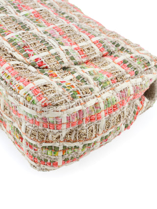 Classic Mini Rectangle Multicolour Tweed Raffia Flap Bag