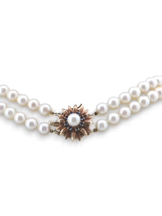 Akoya Sapphire Pearl Double Necklace