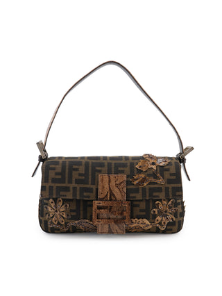 Embroidered Zucca Baguette Shoulder Bag