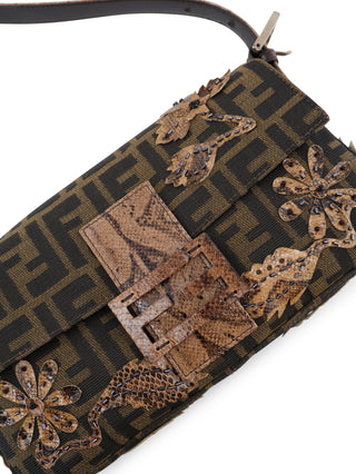 Embroidered Zucca Baguette Shoulder Bag