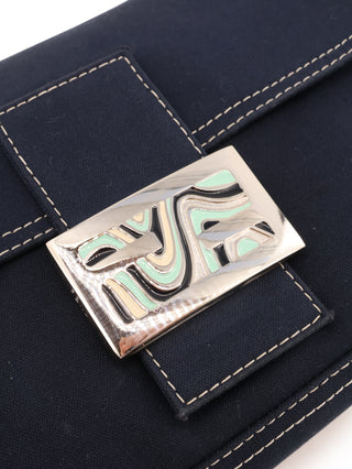 Denim Baguette Shoulder Bag