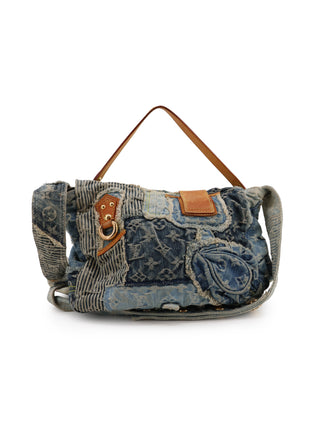 Monogram Denim Patchwork Posty Shoulder Bag