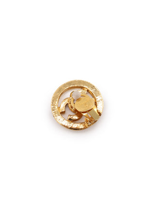 CC Logo Rhinestone Round Clip-On Earrings