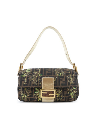 Zucca Floral Embroidered Baguette Handbag