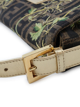 Zucca Floral Embroidered Baguette Handbag