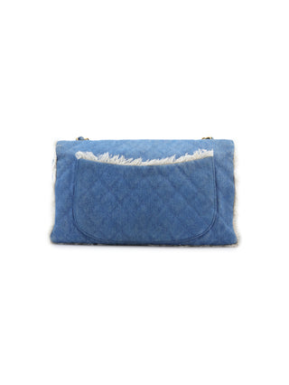 Denim Maxi Single Flap Shoulder Bag