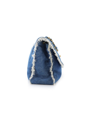 Denim Maxi Single Flap Shoulder Bag