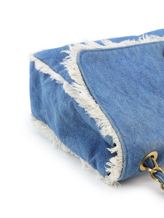 Denim Maxi Single Flap Shoulder Bag