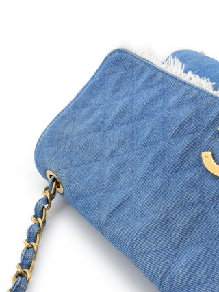 Denim Maxi Single Flap Shoulder Bag