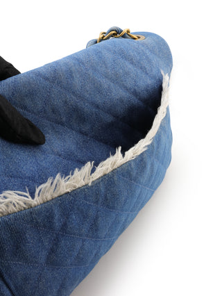 Denim Maxi Single Flap Shoulder Bag