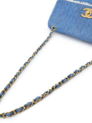 Denim Maxi Single Flap Shoulder Bag