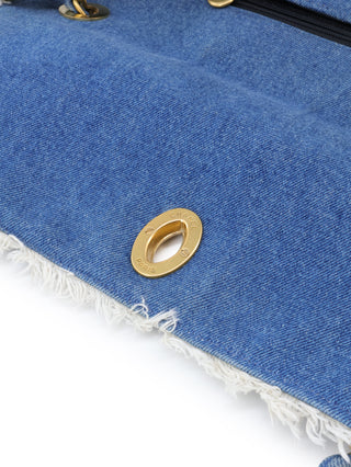 Denim Maxi Single Flap Shoulder Bag