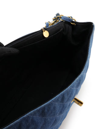 Denim Maxi Single Flap Shoulder Bag