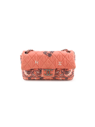 Camellia Print Single Flap Bag