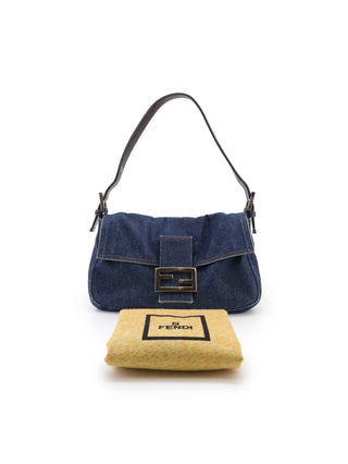 Denim Baguette Shoulder Bag