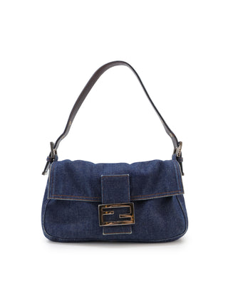 Denim Baguette Shoulder Bag