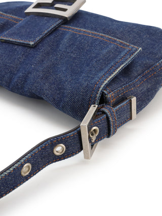 Denim Baguette Shoulder Bag
